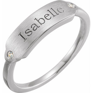 14K Gold Natural Diamond Signet Ring