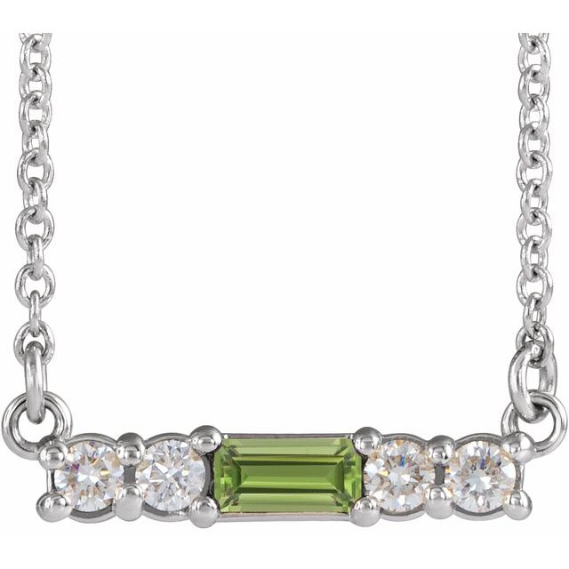 14K Gold Mozambique Garnet And Natural Diamond Bar Necklace