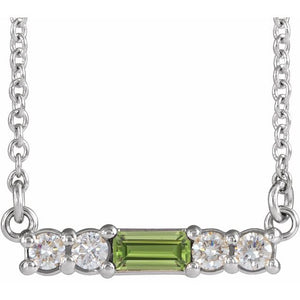14K Gold Mozambique Garnet And Natural Diamond Bar Necklace