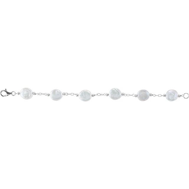 Sterling Silver, 12-13 mm Cultured White Freshwater Pearl Necklace – Timeless Elegance