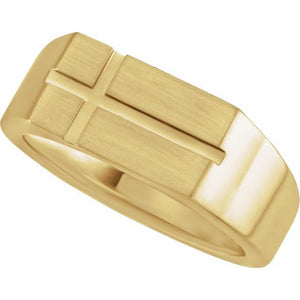 Signet Ring | 14K Gold, Silver & Platinum | 10.8 X 8.8 Mm | Rectangle | Polished