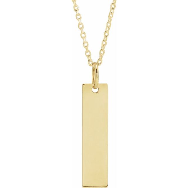 14K Gold Bar Pendant - Options Available