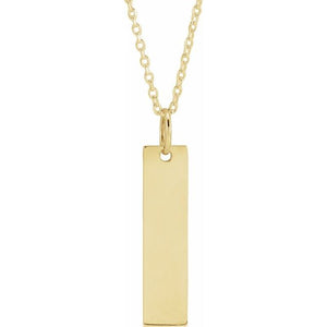 14K Gold Bar Pendant - Options Available