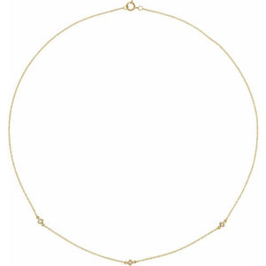 14K Gold Natural Diamond 3-Station Necklace