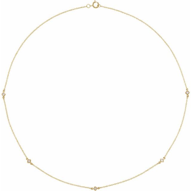 1/4 CTW Natural Diamond Radiant 5-Station Necklace in 14K Gold
