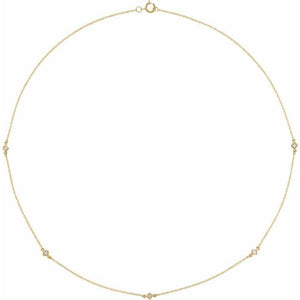 1/4 CTW Natural Diamond Radiant 5-Station Necklace in 14K Gold
