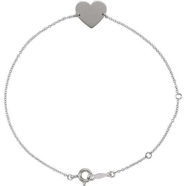 14K Gold Engravable Heart-Shaped Bracelet