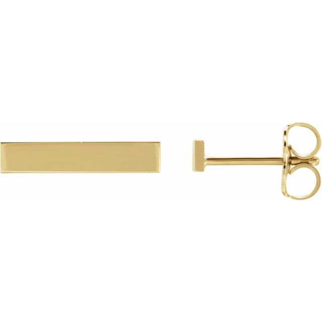 14K Gold Engravable Bar Earrings