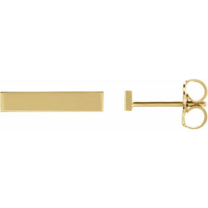 14K Gold Engravable Bar Earrings