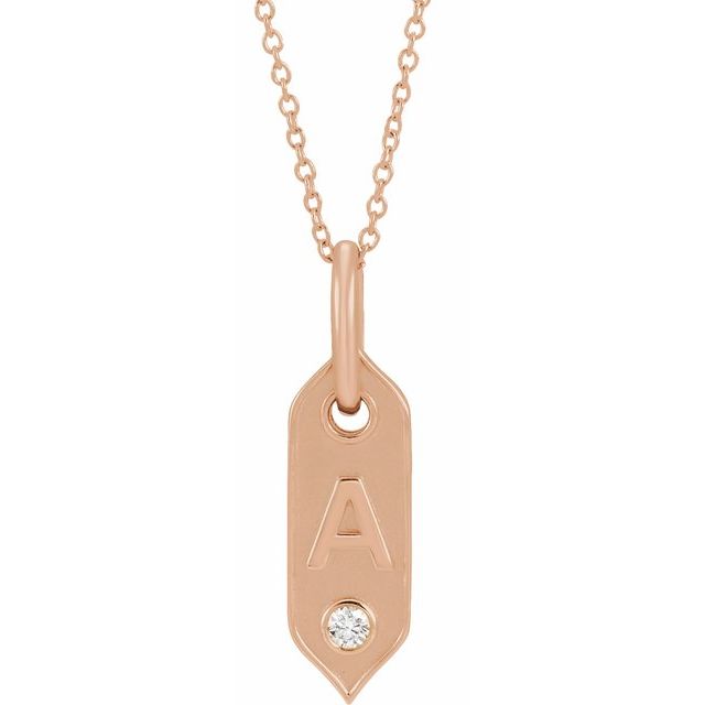 1/20 CTW Natural Diamond Round Initial Necklace in 14K Gold