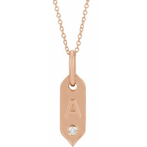 1/20 CTW Natural Diamond Round Initial Necklace in 14K Gold