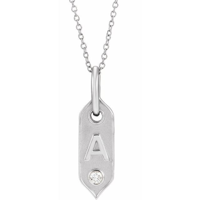 1/20 CTW Natural Diamond Round Initial Necklace in 14K Gold