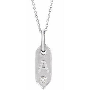 1/20 CTW Natural Diamond Round Initial Necklace in 14K Gold