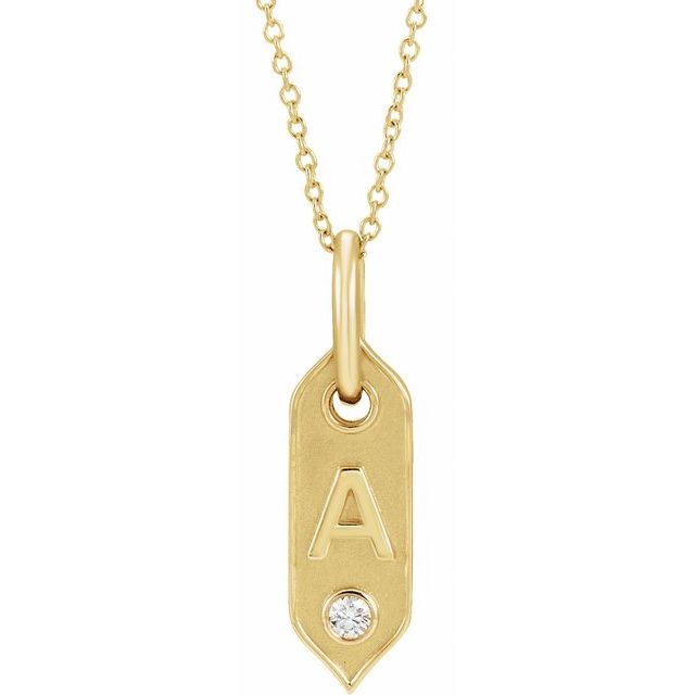 1/20 CTW Natural Diamond Round Initial Necklace in 14K Gold