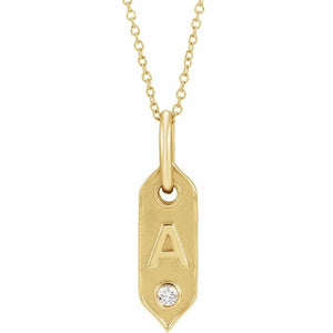 1/20 CTW Natural Diamond Round Initial Necklace in 14K Gold