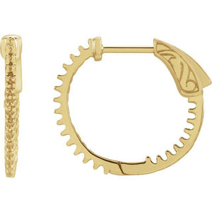 Inside-Outside Hinged Hoop Earrings | 14K Gold & Platinum | 3/4 CTW | 23 Mm × 1.7 Mm | Round | Hinged | Polished