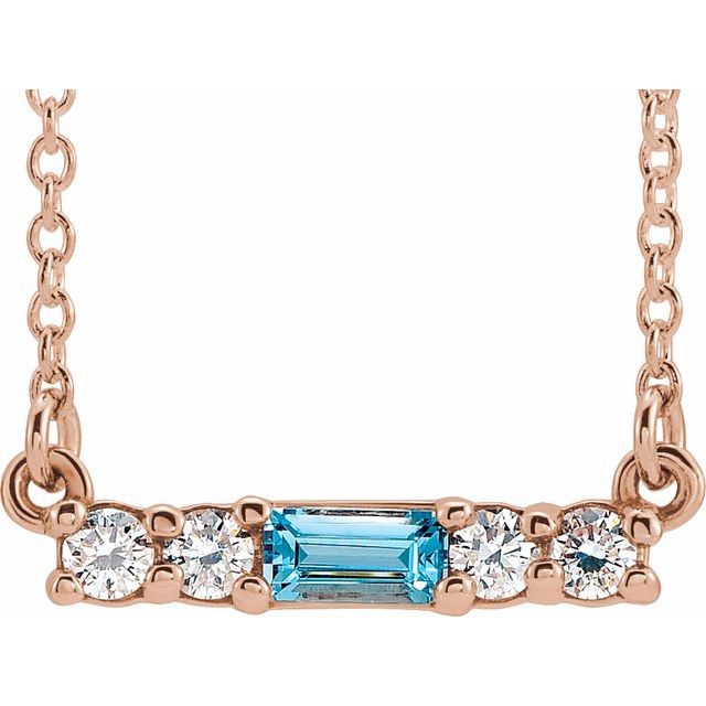 14K Gold Mozambique Garnet And Natural Diamond Bar Necklace