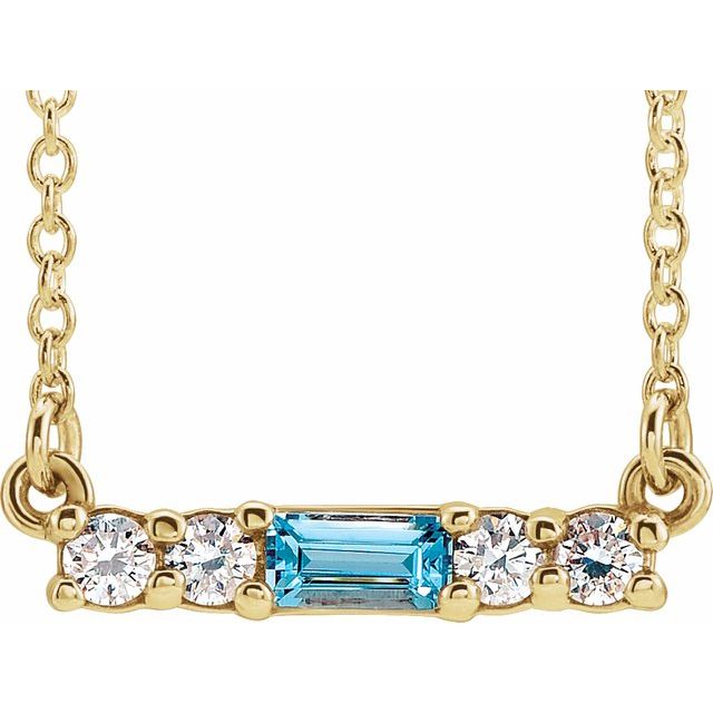14K Gold Mozambique Garnet And Natural Diamond Bar Necklace