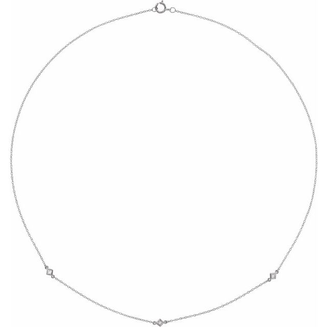 14K Gold Natural Diamond 3-Station Necklace