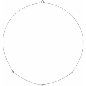 14K Gold Natural Diamond 3-Station Necklace