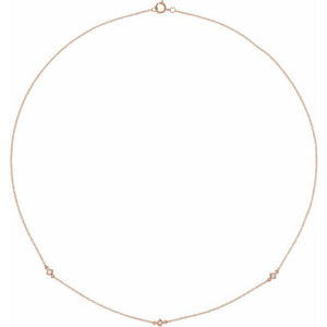 14K Gold Natural Diamond 3-Station Necklace