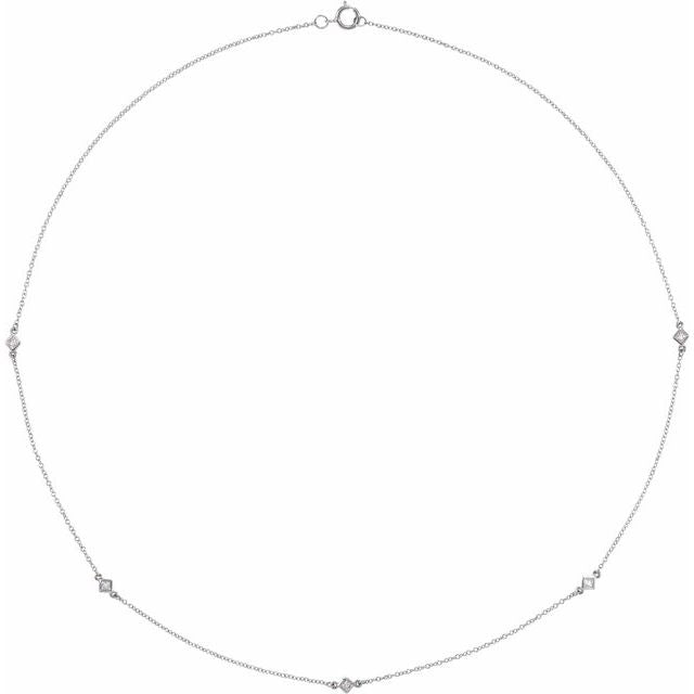 1/4 CTW Natural Diamond Radiant 5-Station Necklace in 14K Gold