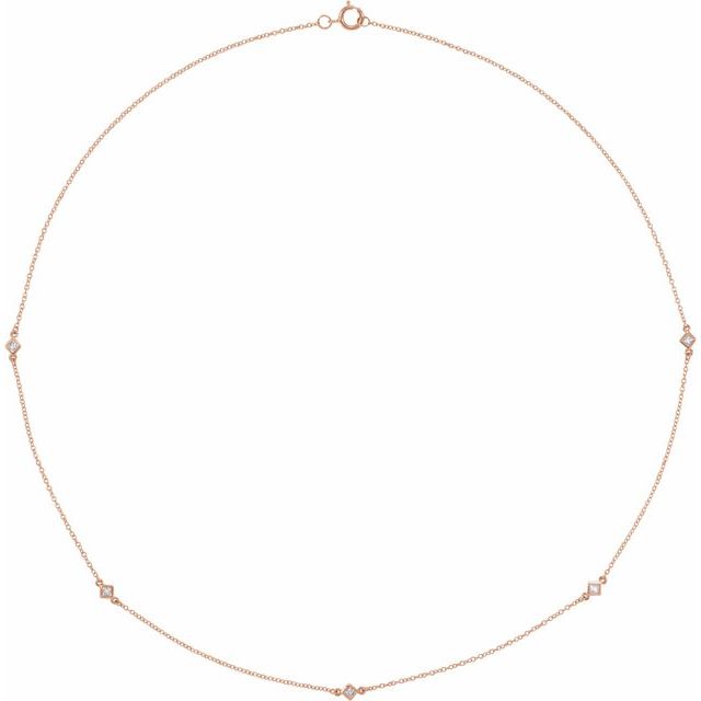 1/4 CTW Natural Diamond Radiant 5-Station Necklace in 14K Gold