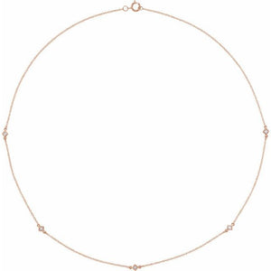 1/4 CTW Natural Diamond Radiant 5-Station Necklace in 14K Gold