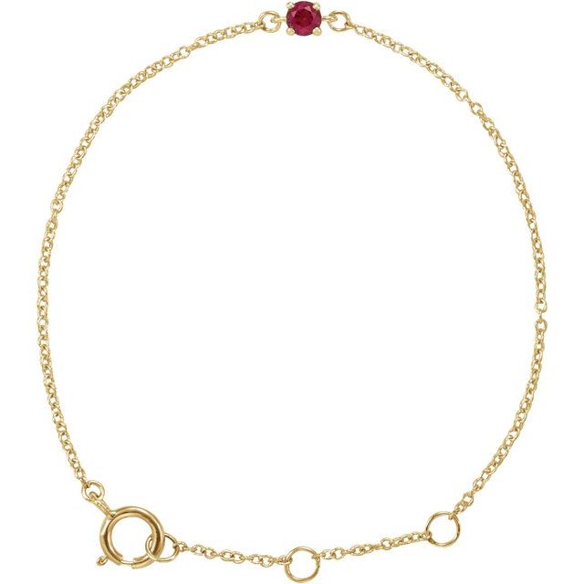 14K Gold Imitation Mozambique Garnet Youth Birthstone Bracelet
