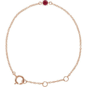 14K Gold Imitation Mozambique Garnet Youth Birthstone Bracelet