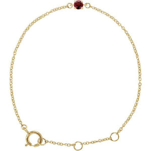 14K Gold Imitation Mozambique Garnet Youth Birthstone Bracelet