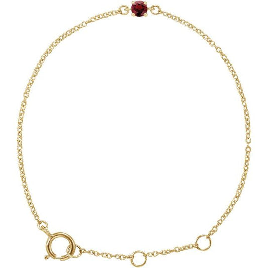 14K Gold Youth Birthstone Bracelet - Options Available