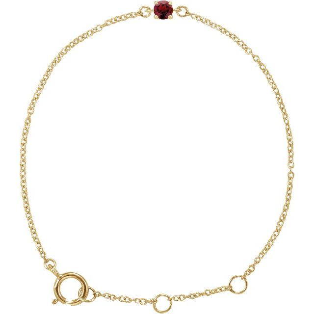 Imitation Mozambique Garnet Youth Birthstone Bracelet in 14K Gold