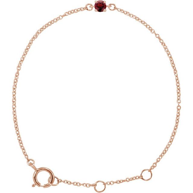 Imitation Mozambique Garnet Youth Birthstone Bracelet in 14K Gold