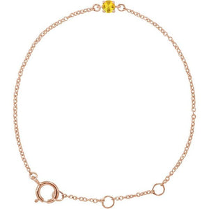 14K Gold Imitation Mozambique Garnet Youth Birthstone Bracelet