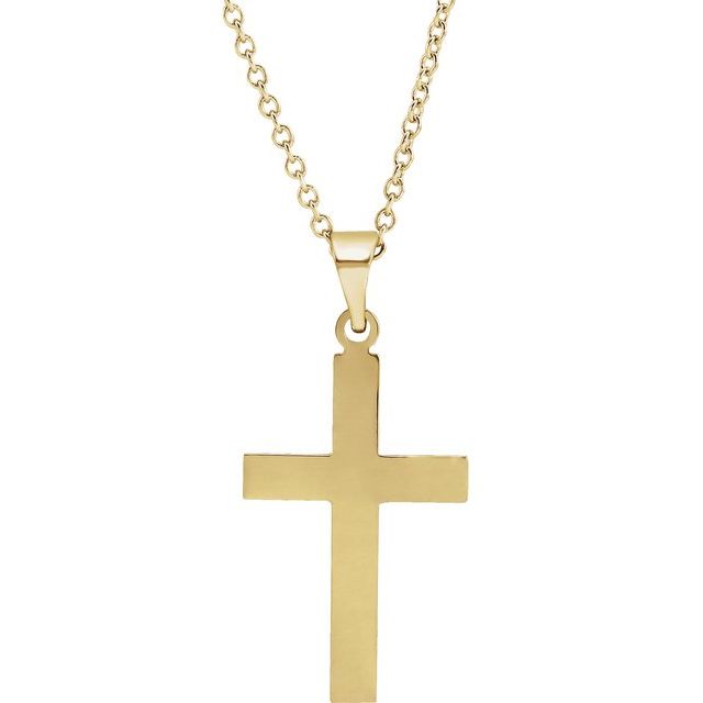 18K Yellow 18 x 12  mm Cross Pendant