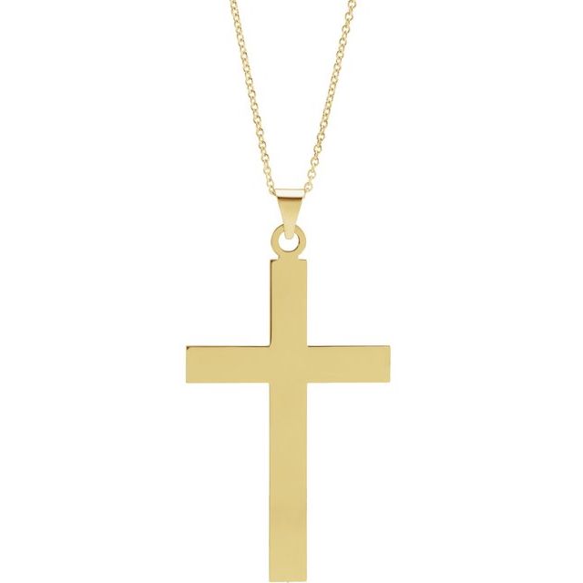 14K White Gold 18x12 mm Cross Pendant Necklace - Timeless Elegance