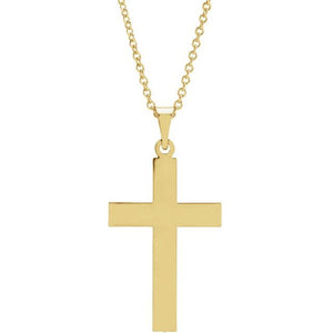 14K White Gold 18x12 mm Cross Pendant Necklace - Timeless Elegance
