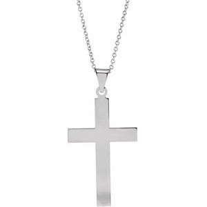 14K White Gold 18x12 mm Cross Pendant Necklace - Timeless Elegance