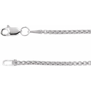 14K White Gold 1.8 mm Rounded Box Chain - Elegant Design