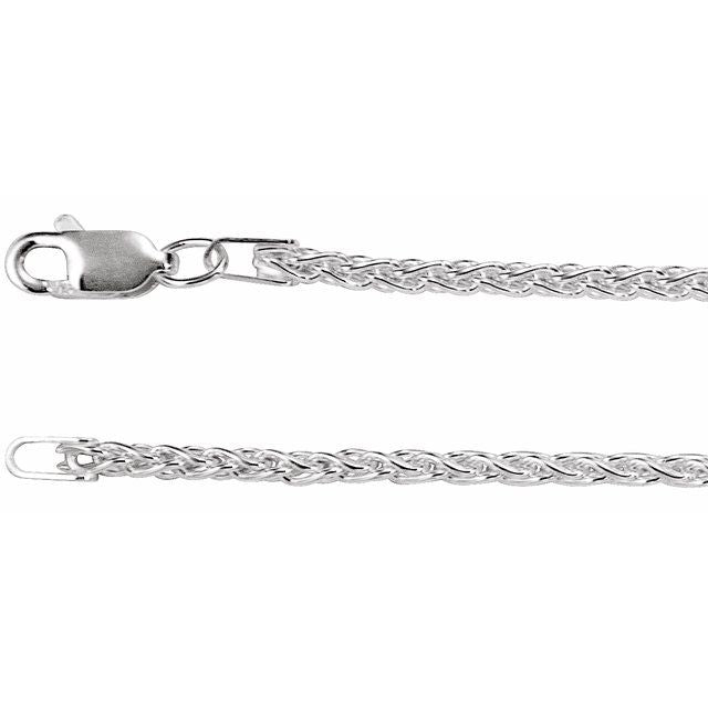 Sterling Silver 2.25  mm Wheat 16" Chain