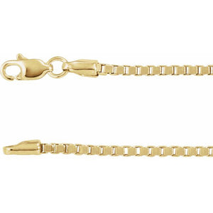 Box Chain Bracelet Crafted in 14K Gold with Lobster Clasp