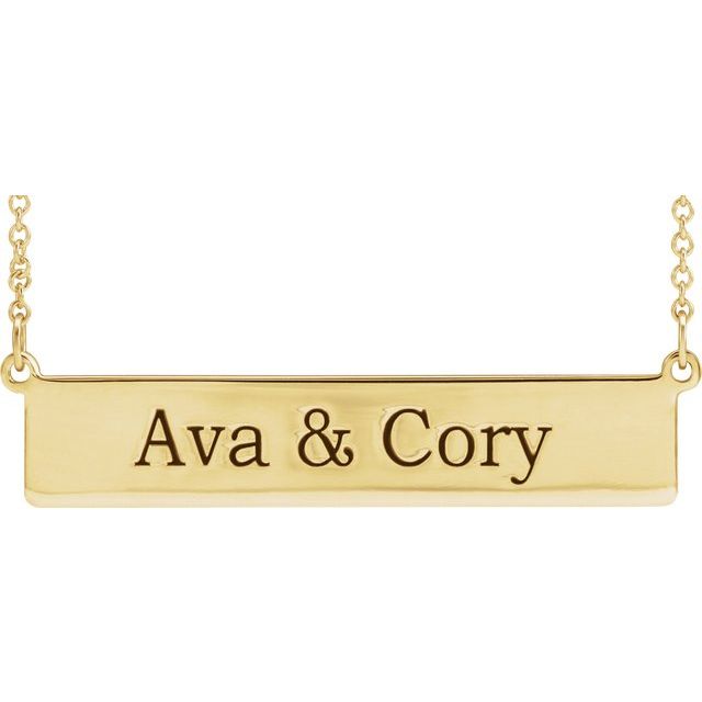 14K Gold Be Posh Engravable Rectangle Necklace