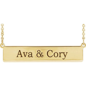 14K Gold Be Posh Engravable Rectangle Necklace