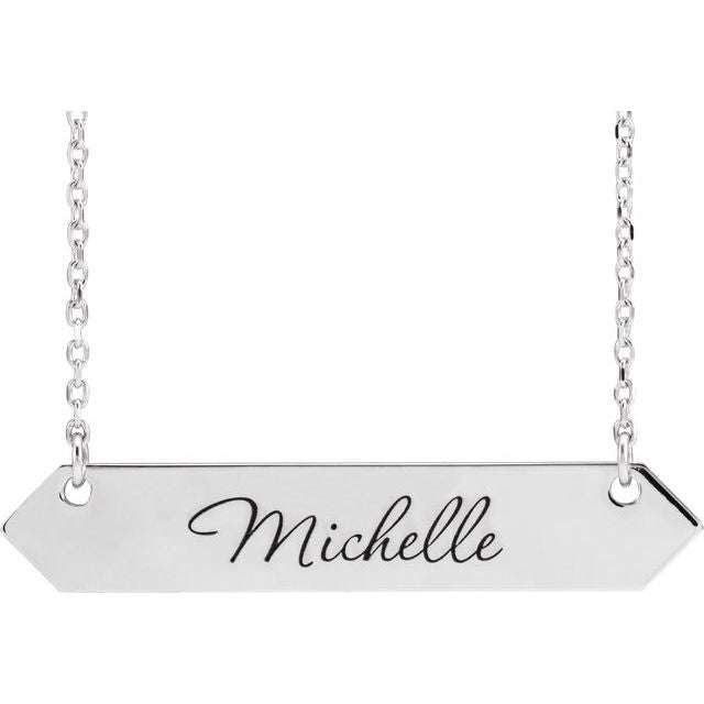 14K Gold Engravable Geometric Necklace