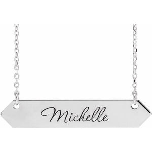 14K Gold Engravable Geometric Necklace