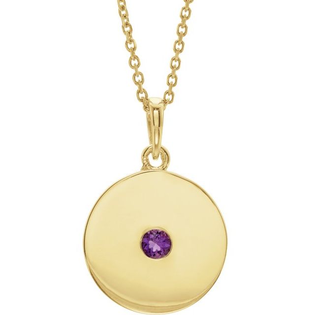 14K Gold Natural Ruby Disc Pendant