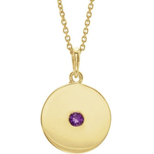 14K Gold Natural Ruby Disc Pendant