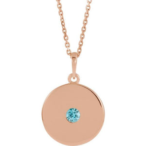 14K Gold Natural Ruby Disc Pendant