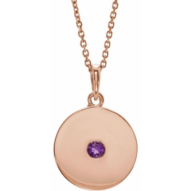 14K Gold Natural Ruby Disc Pendant